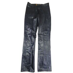Vintage Rockies Slim Fit Black Faux Leather Pants Rivet Detailing Womens 5/27